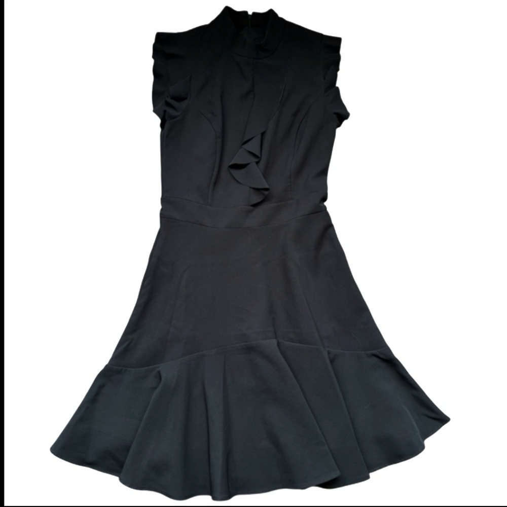 NWT Laundry By Shelli Segal Elegant Black Ruffle Dress Size 4